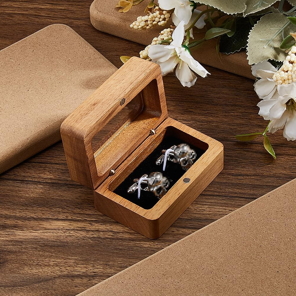 Wooden Cufflinks Box Small Cufflink Display Case Vintage Cufflink Gift Box Recta