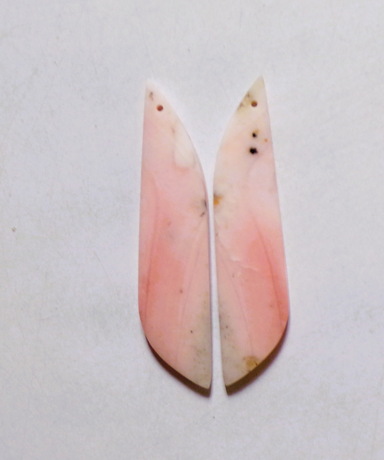 37.25 Cts Natural Pink Opal Drilled Cabochon Match Pair Gemstone 53.3X12.2MM 58