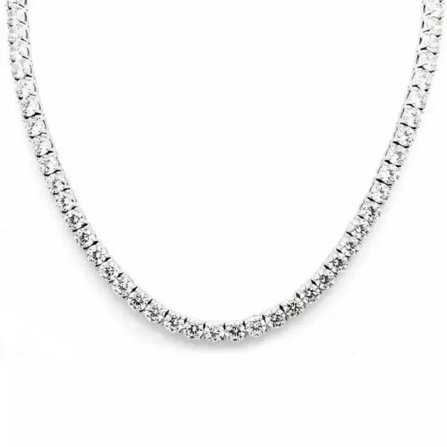 20 Ct Round Cut Lab-Created Diamond Men’s Tennis Necklace 14K White Gold Plated