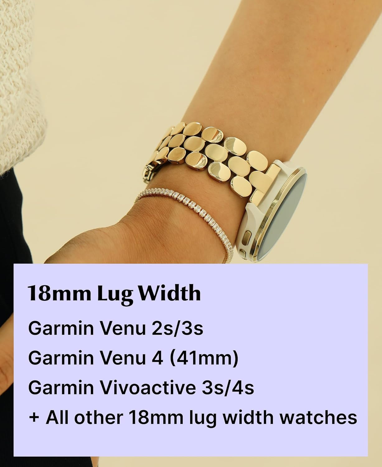 18Mm Dressy Watch Bands for Garmin Venu 2S Venu 3S Venu 4 (41Mm) Vivoactive 4S V