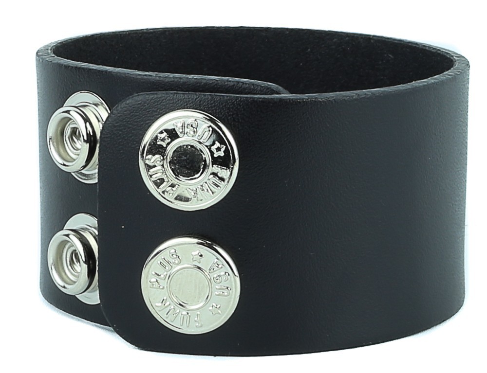 Plain Genuine Cowhide Leather Bracelet With Snap 4mm Thick 3/4″ to 2 1/2″ Wide