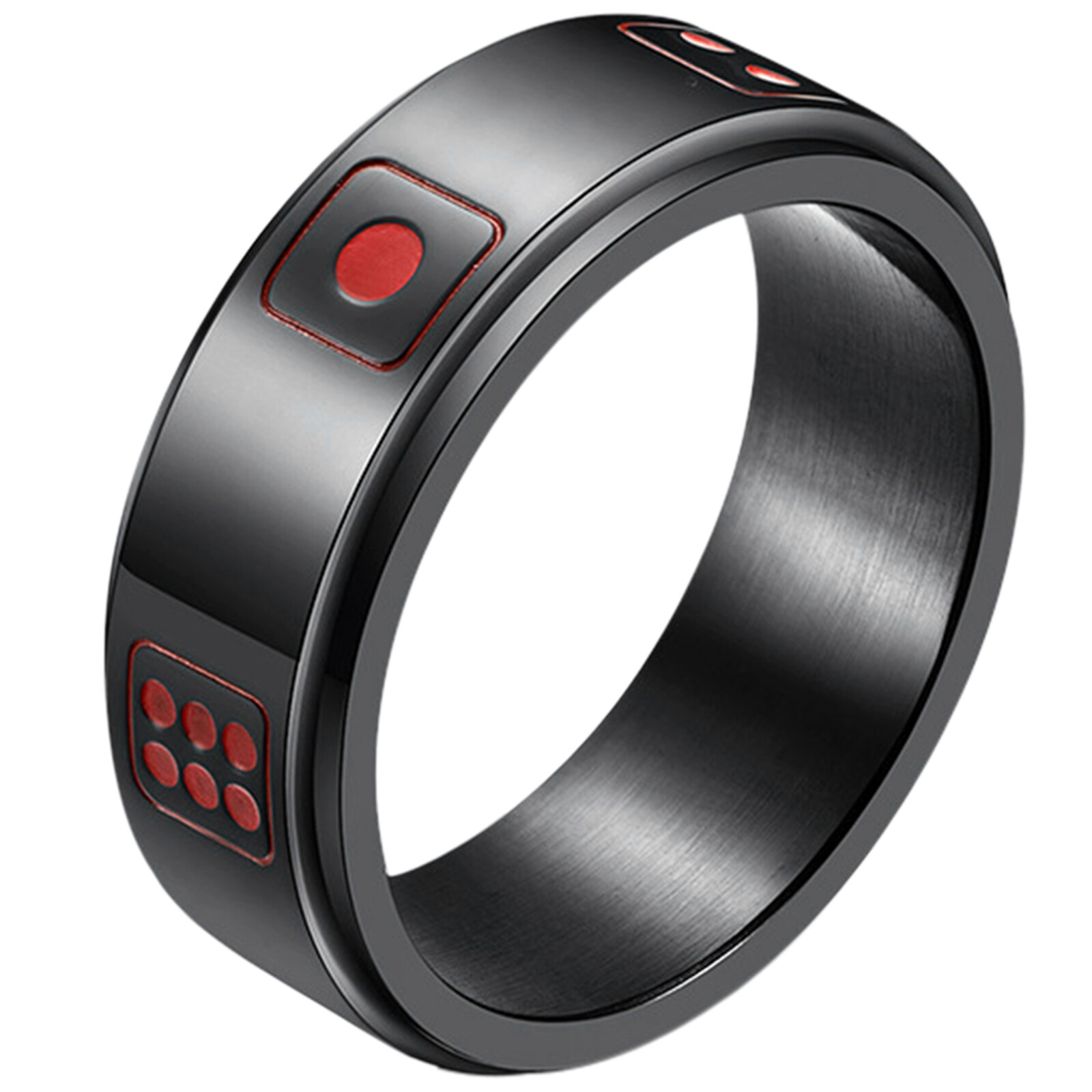 Casino Dice Spinner Fidget Ring Stainless Steel Anti Anxiety Band for Men Women