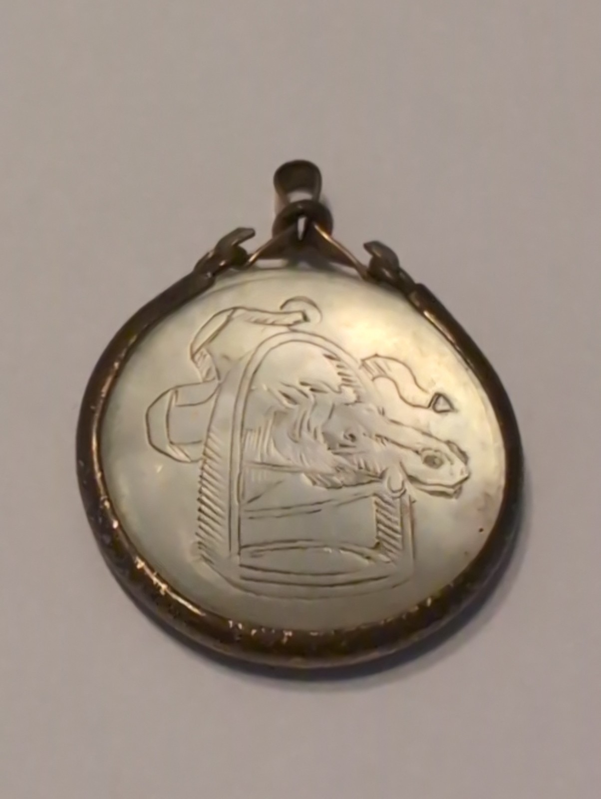 Antique Mother of Pearl Horse Watch Fob