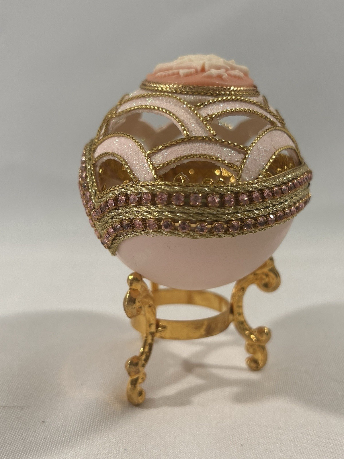 VTG Hand Decorated Fabergé-style Jewelry Presentation with White Satin Interior