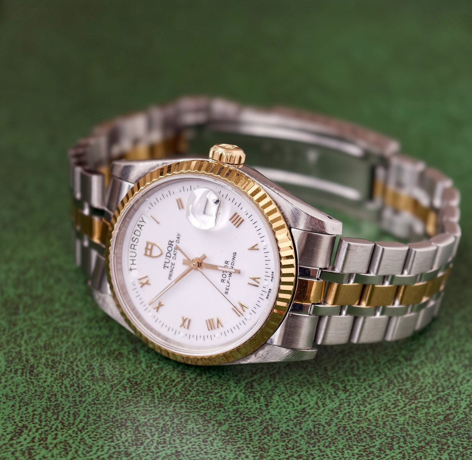 Tudor White Dial Prince 76213 Date Men’sWatch Automatic 36mm Gilding Roman Scale
