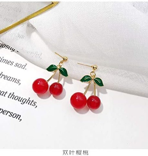 Versatile Handmade Cherry Earrings – Lightweight Tassel Design for All Occasions