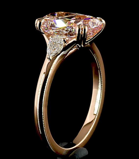 14k Rose Gold 4.50 Ct Fancy Vivid Pink Cushion Cut IGI Lab Created Diamond Ring