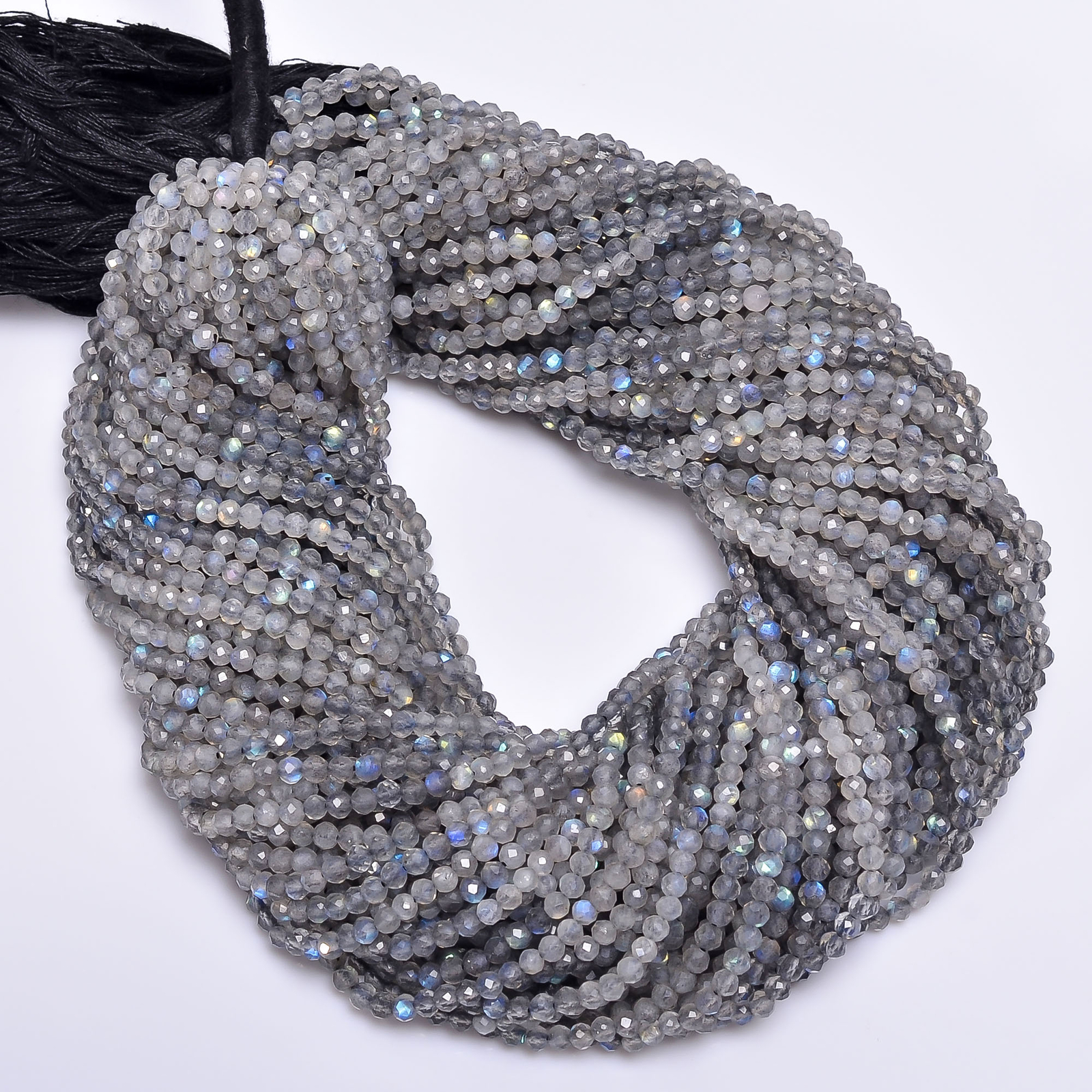 Natural Labradorite Shaded Gemstone Round Faceted Beads 3X3 mm Strand 13″ EB-414