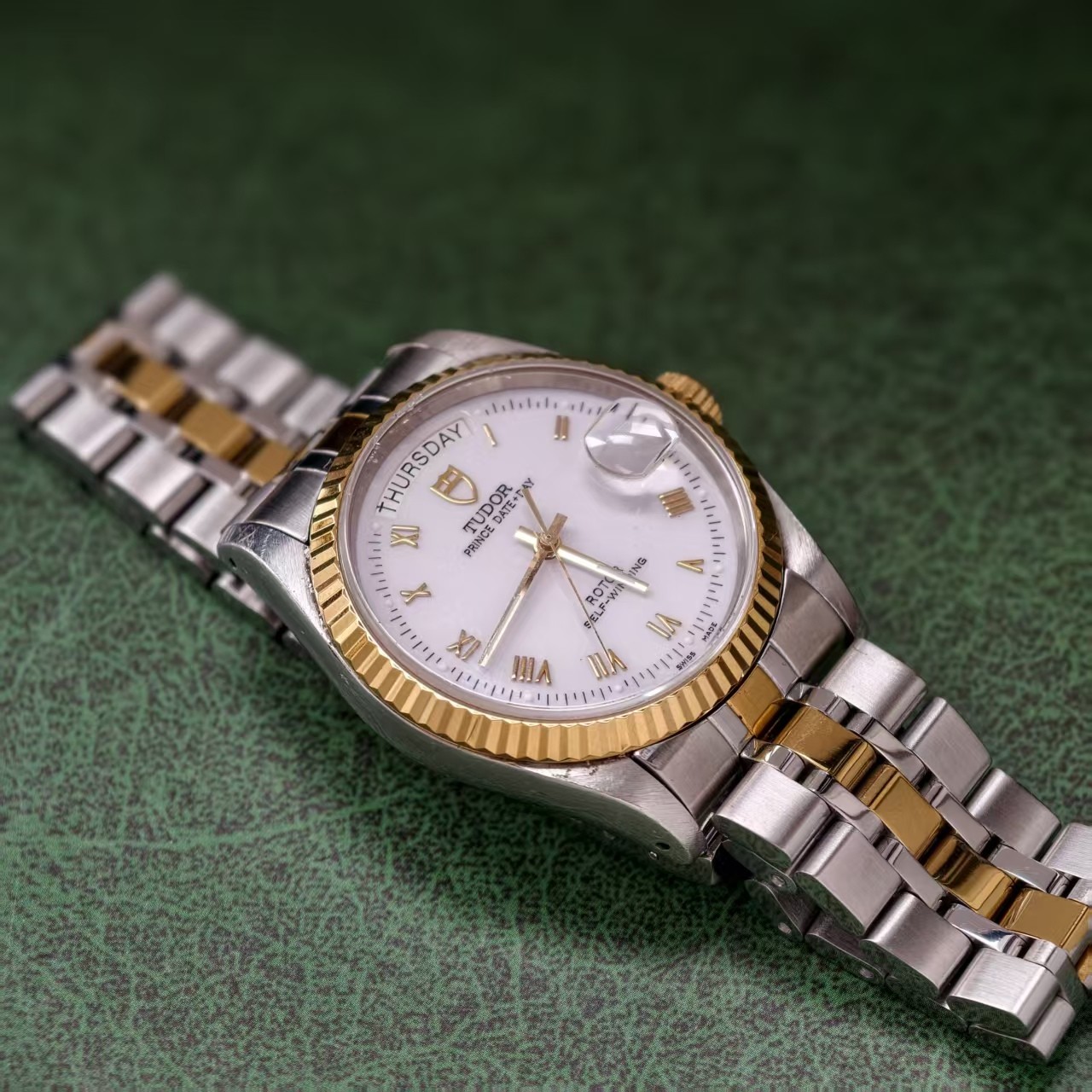 Tudor White Dial Prince 76213 Date Men’sWatch Automatic 36mm Gilding Roman Scale