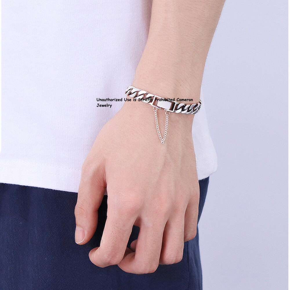 Pure S925 Sterling Silver Chain 8mm Curb Extend Link Bracelet 6.7-8.3inch