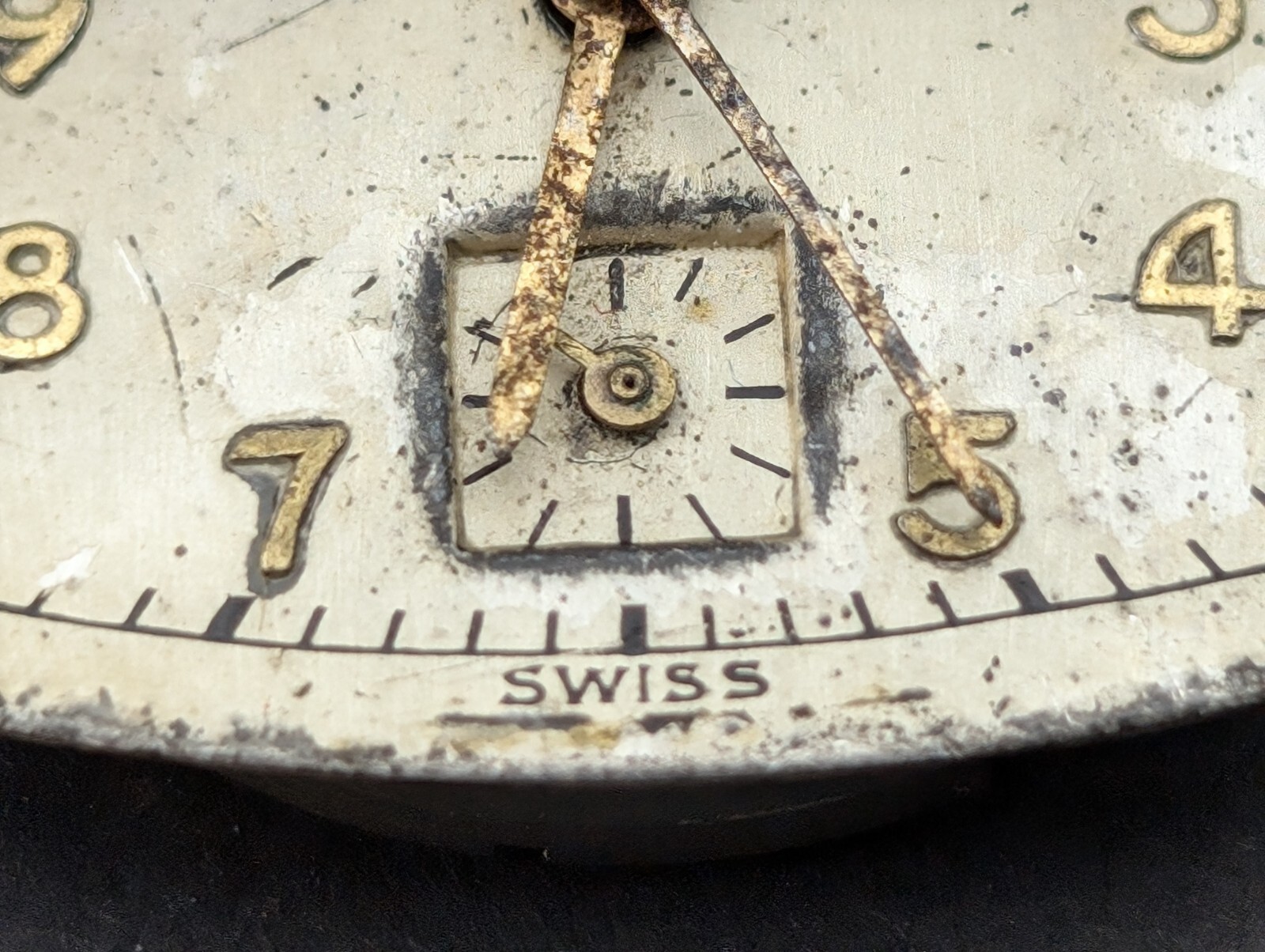 Vintage RECTA Watch Co Rounded Square Art Deco 20mm Movement for PARTS or REPAIR