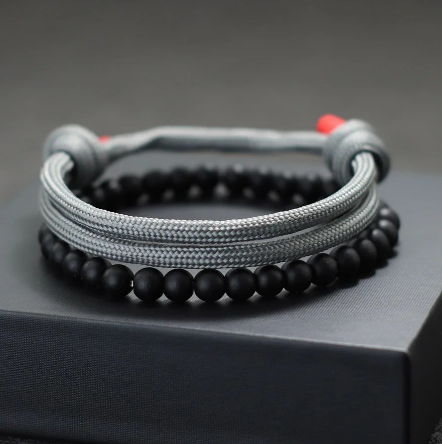 2PCS Handmade Paracord Bracelet Set for Men – Adjustable Summer Nautical Style
