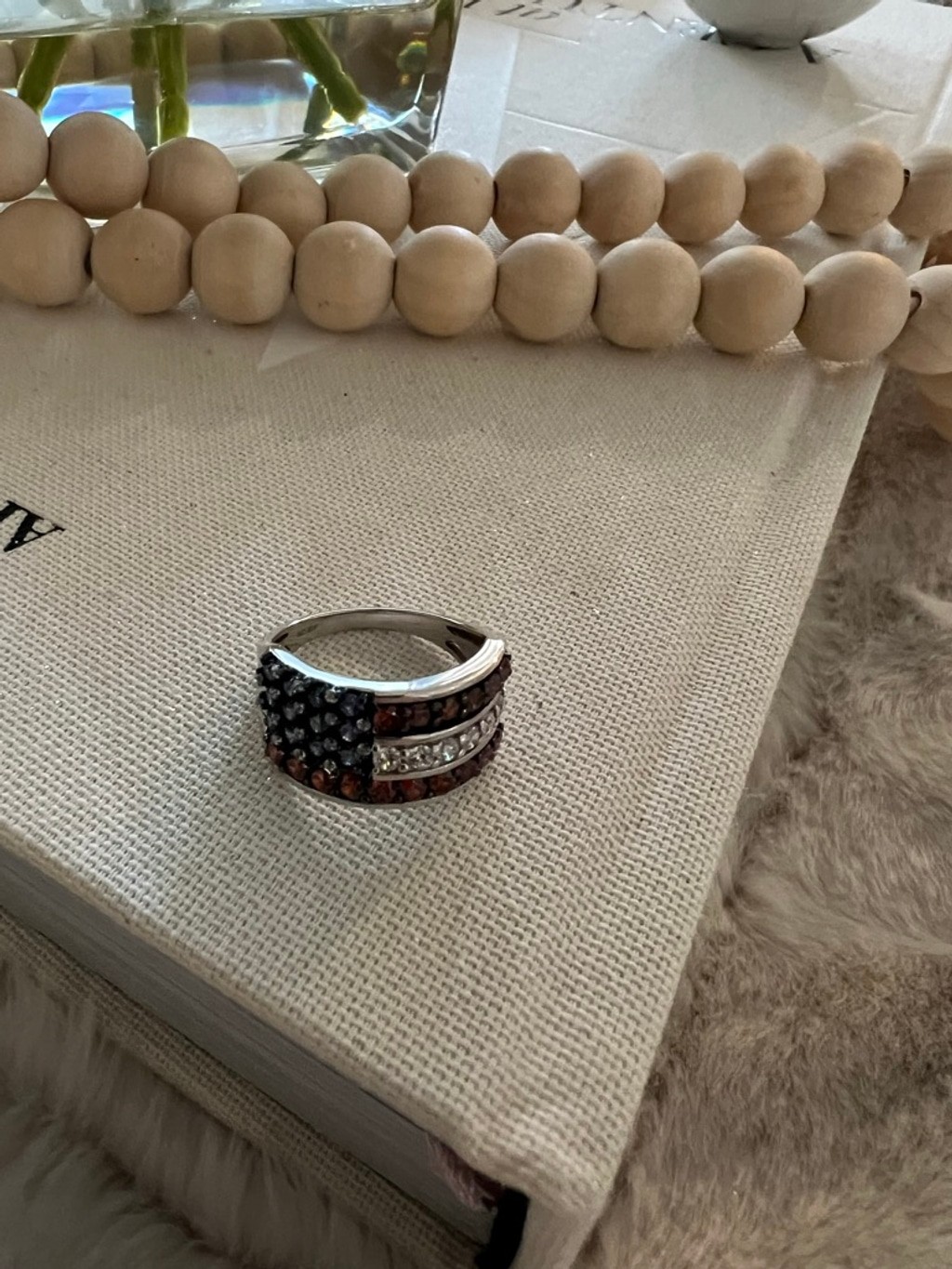 New Bella Luce Silver, Red & Blue Flag Ring 10