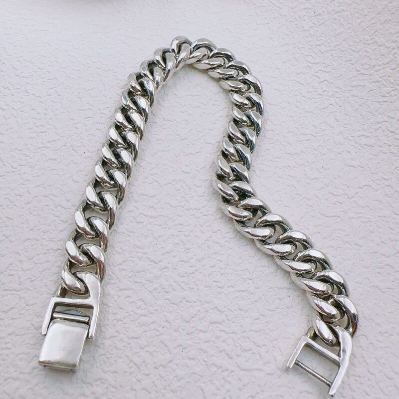 Real 925 Sterling Silver Bracelet Women Men 10mm Curb Cuban Link Bracelet