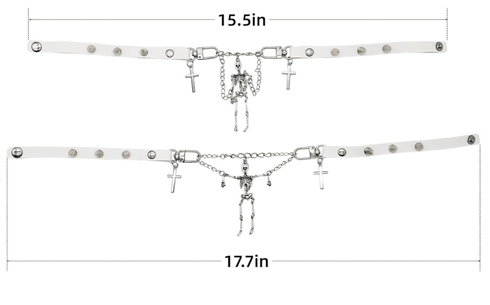 Emo Goth Punk Rock Gothic Skeleton Cross Stud Spike White Choker Necklace Collar