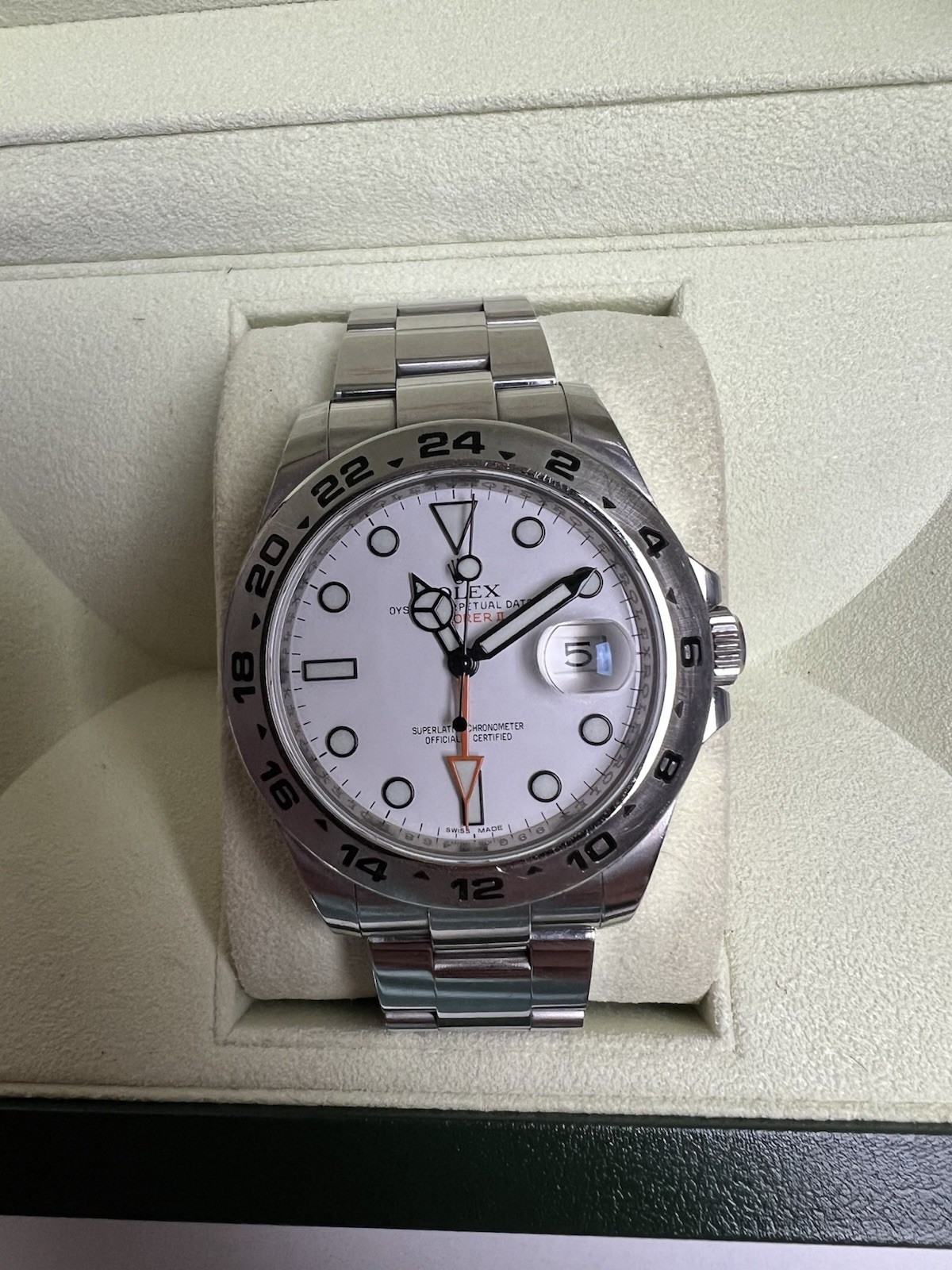 Rolex Explorer II 216570 42MM White Polar Dial Oyster Steel Box