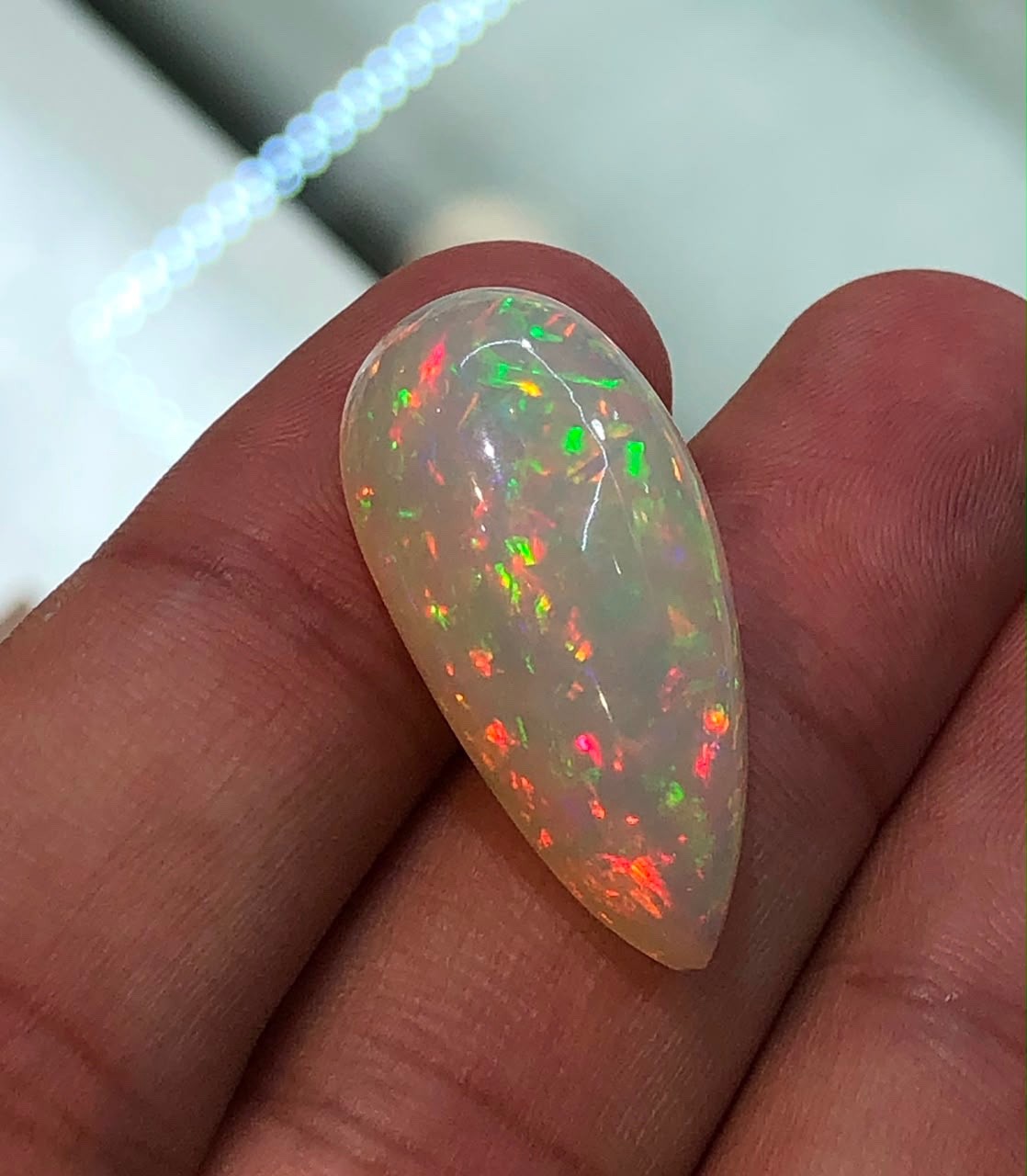 1. 55Ct Natural Ethiopian Welo Opal Pear Cabochon Multi Color Play of Color