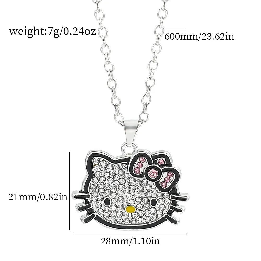 2 Packs Hello Kitty Bling Pendant Necklace With Chain New