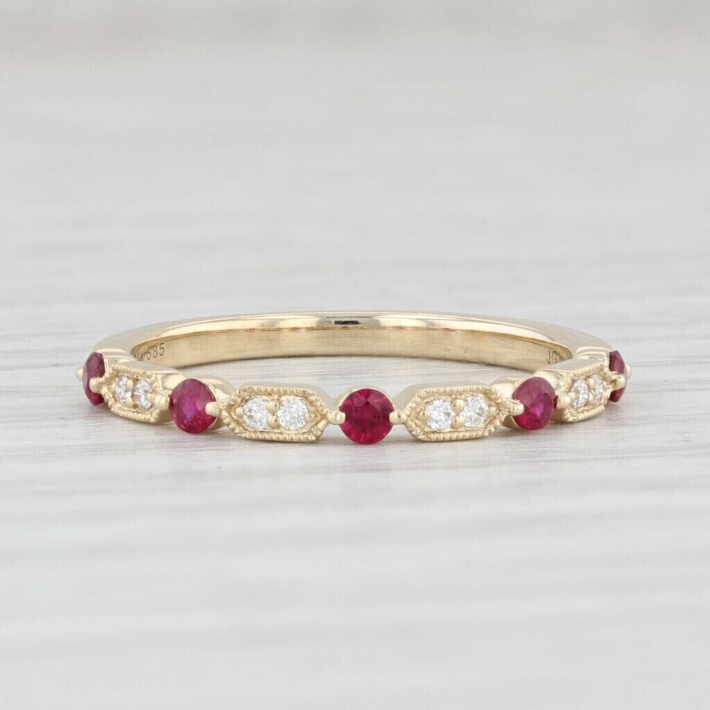 Round Simulated Pink Ruby Pretty Eternity Wedding Ring In 14k Yellow Gold Plated