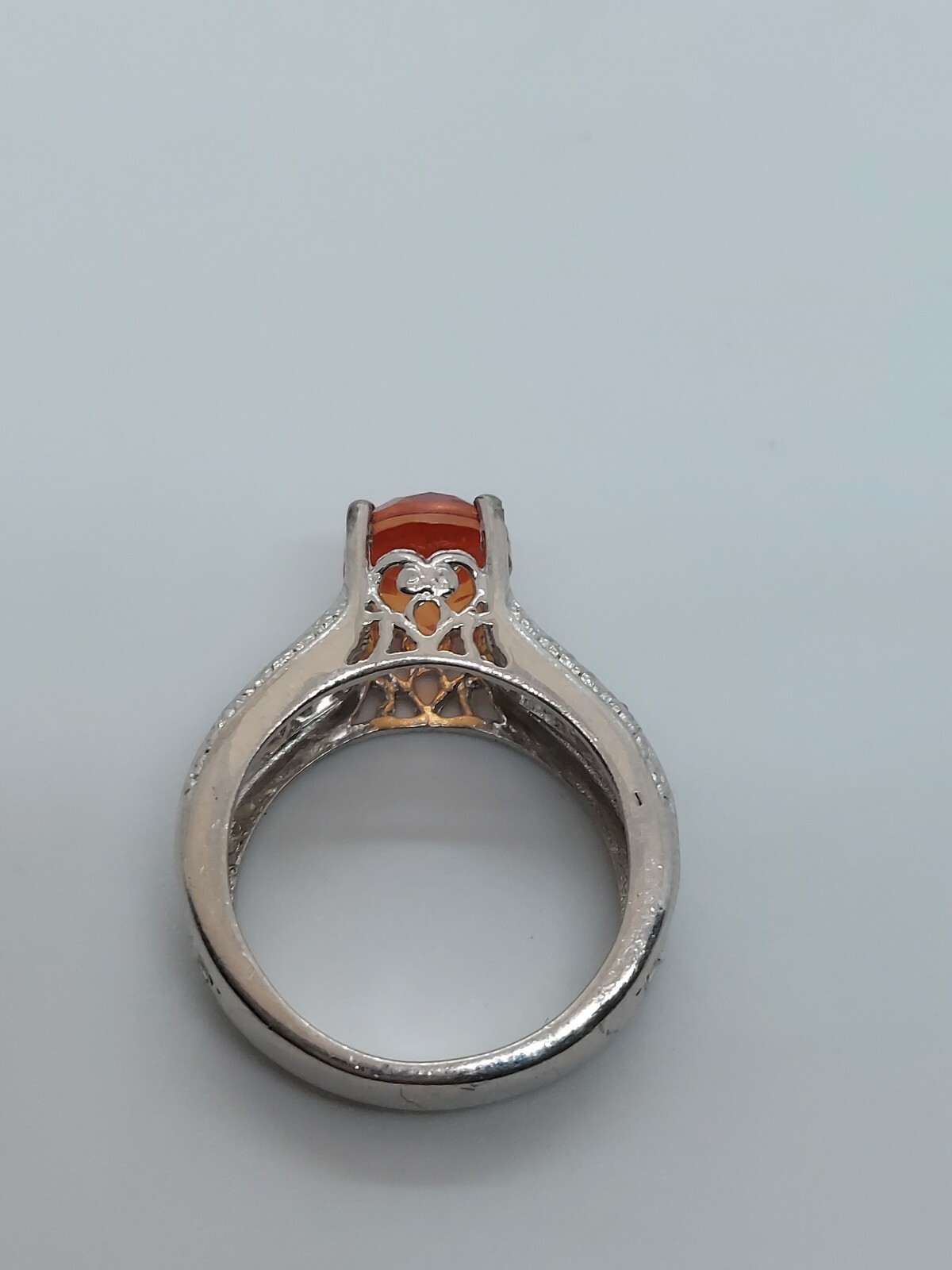 Karis STS Silver Tone Orange Gemstone Ring size 7. 5