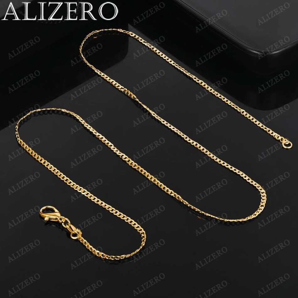 9ct Gold Plated on Sterling Silver 16, 18, 20, 22, 24, 26, 28, inch Curb Chain