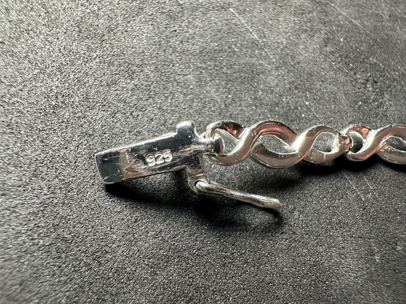 8.0g Vintage 925 Sterling Silver CZ Tennis Bracelet Wave Link Box Clasp M 7.2 in