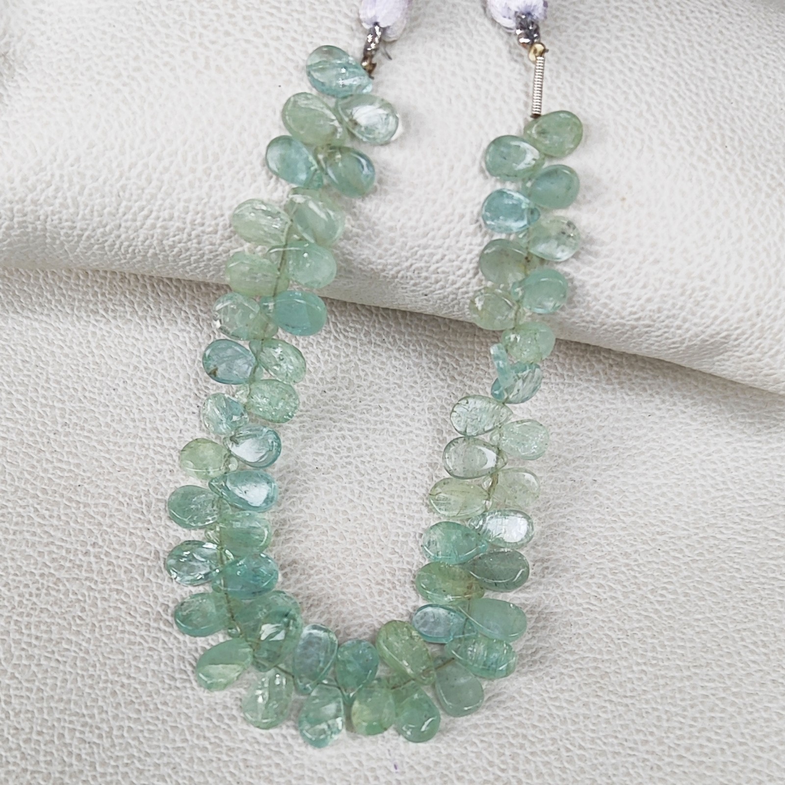 Natural Aquamarine Pear Beads 8×6 to 10x7mm Smooth Brazil Gemstones 8″ Strand