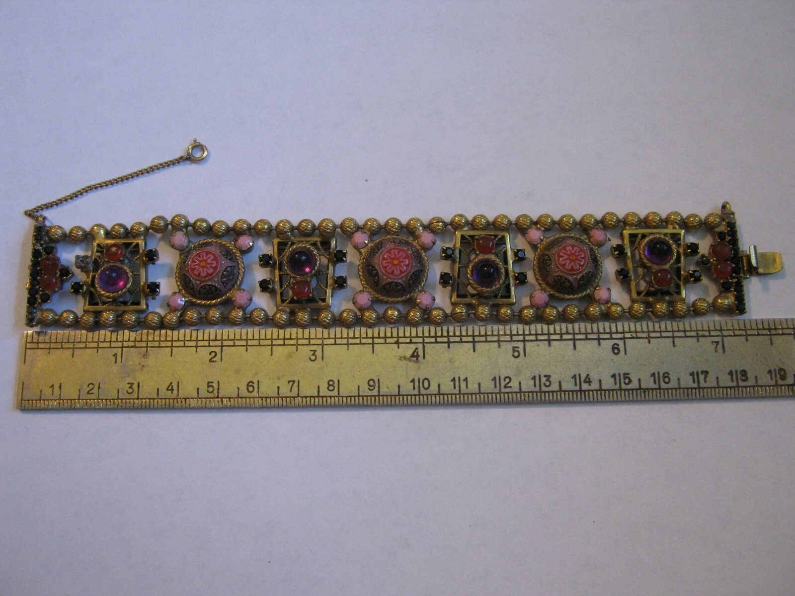 JULIANA D&E Moroccan Matrix Ball Chain Bracelet #2931, Pink & Black, Needs TLC