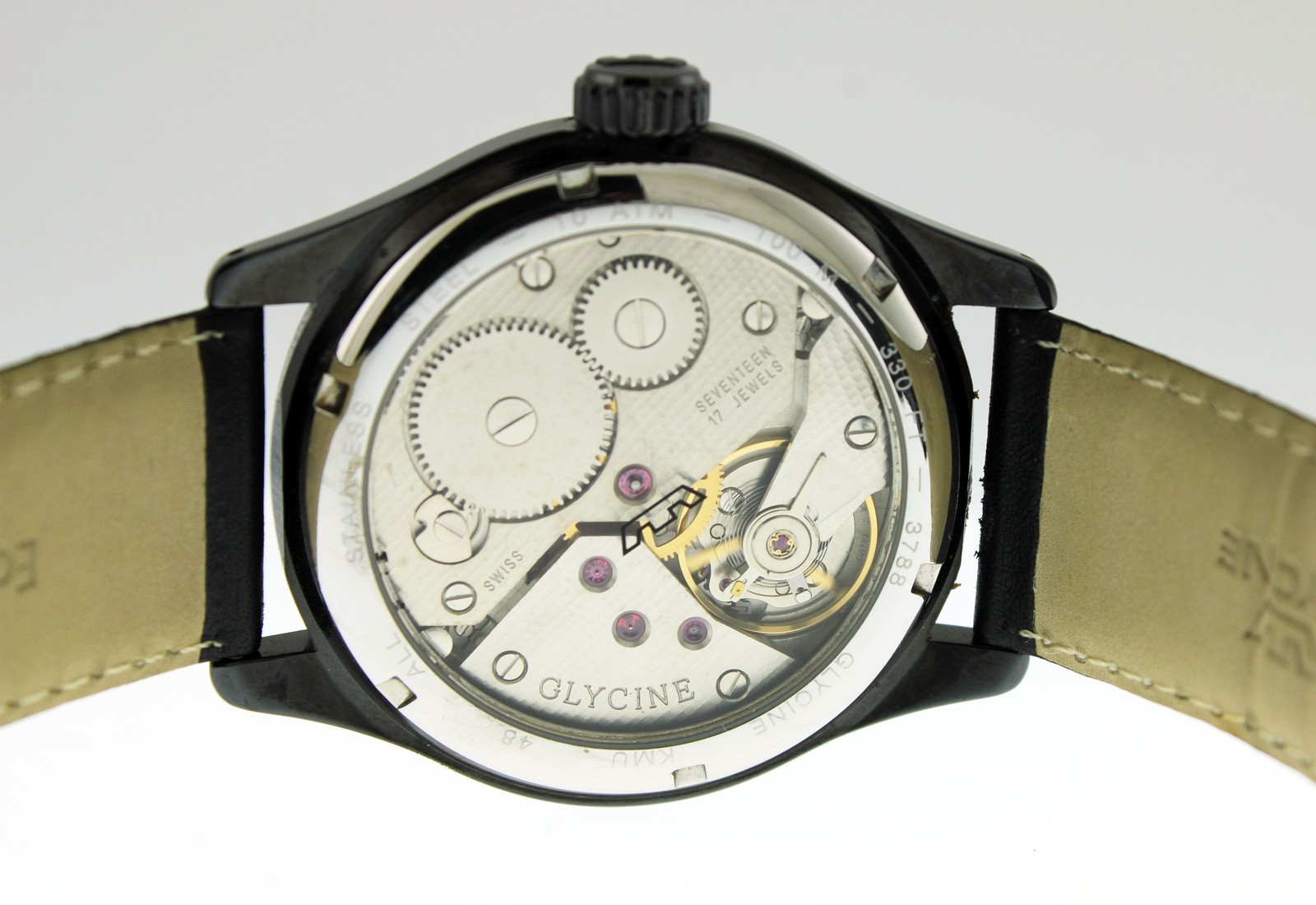Glycine KMU 48 3788 48mm Stainless Steel Black Dial Manual Watch