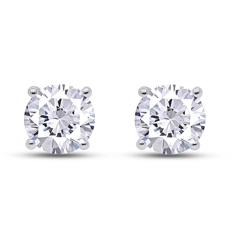 Certified D Color VVS1 Moissanite Solitaire Stud Earrings Screwback