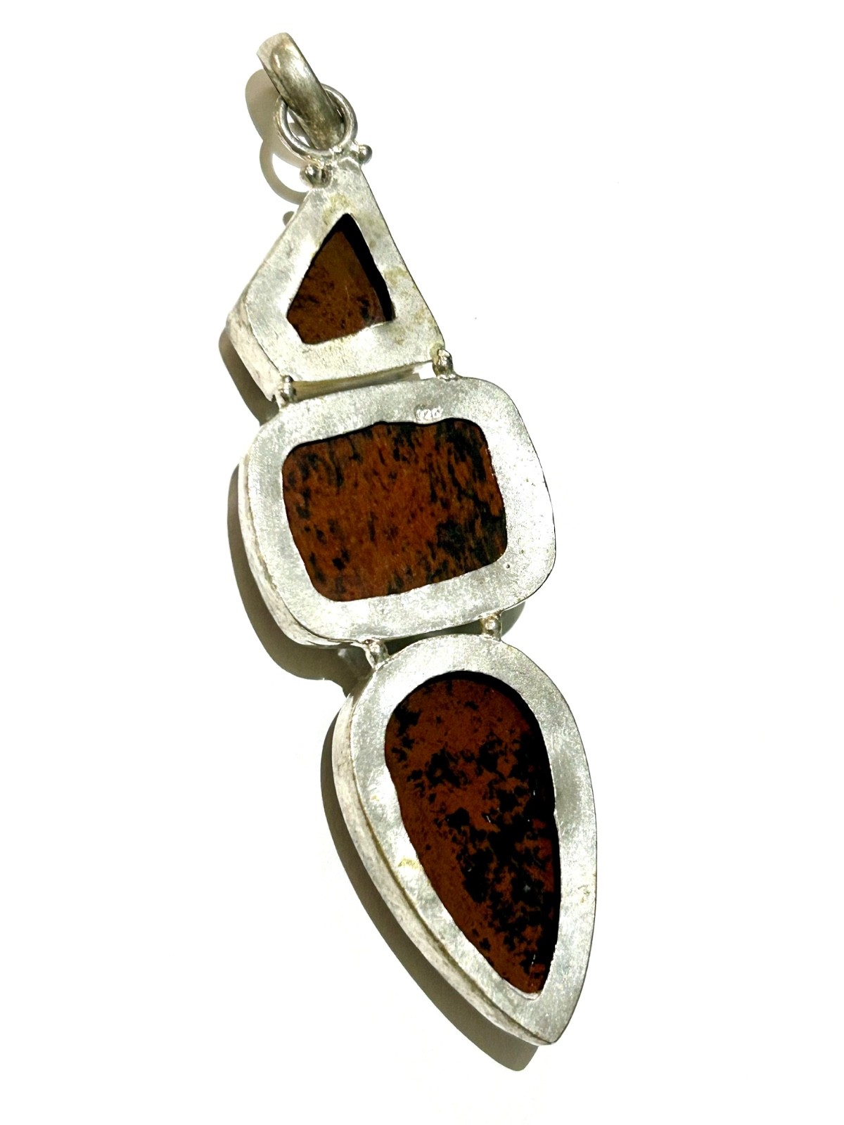 Mahogany Obsidian Large Gemstone Handmade 925 Sterling Silver Jewelry Pendant 3”