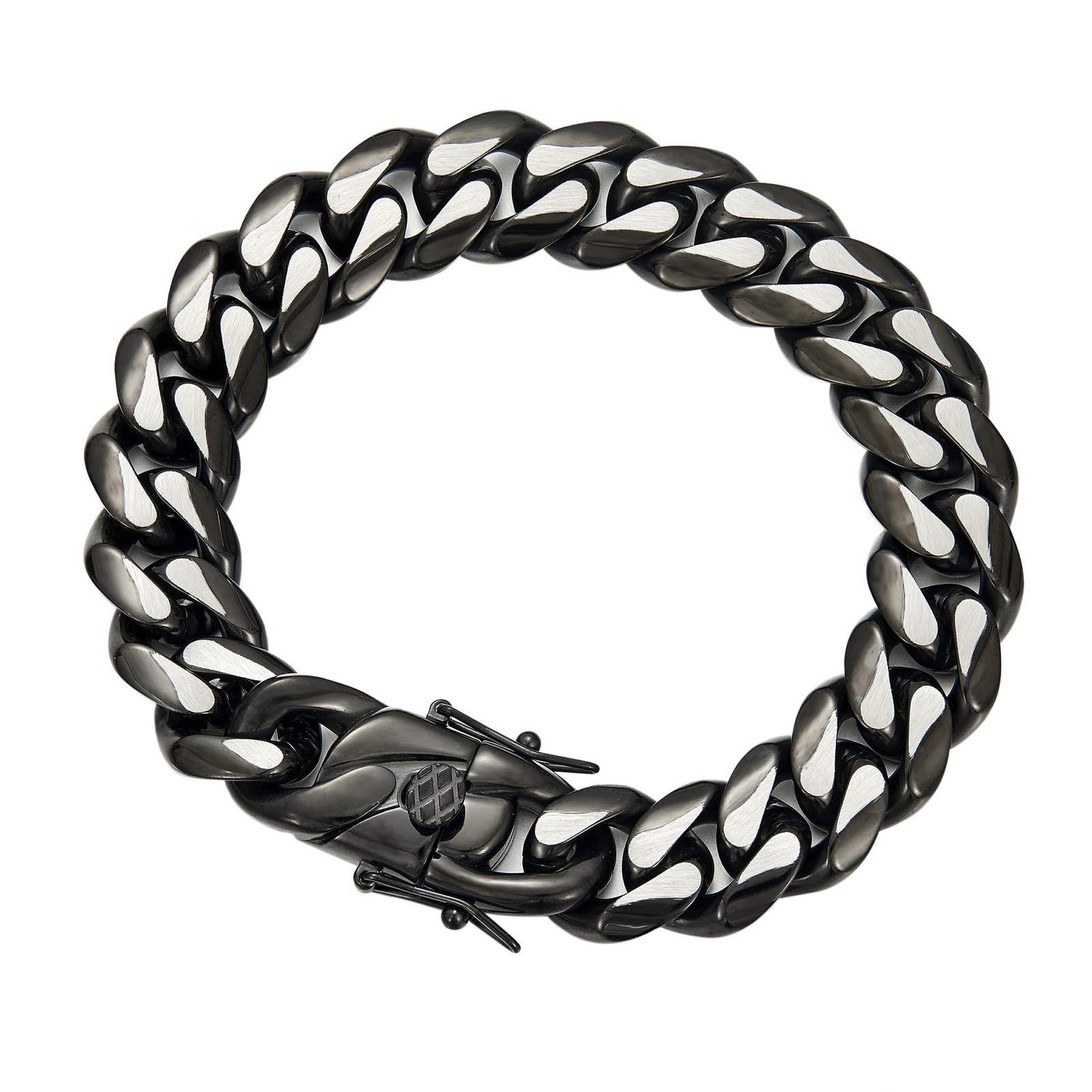 14mm*8.5in Fine Cuban Chain Stainless Steel Encrypted Electroplated Bracelet