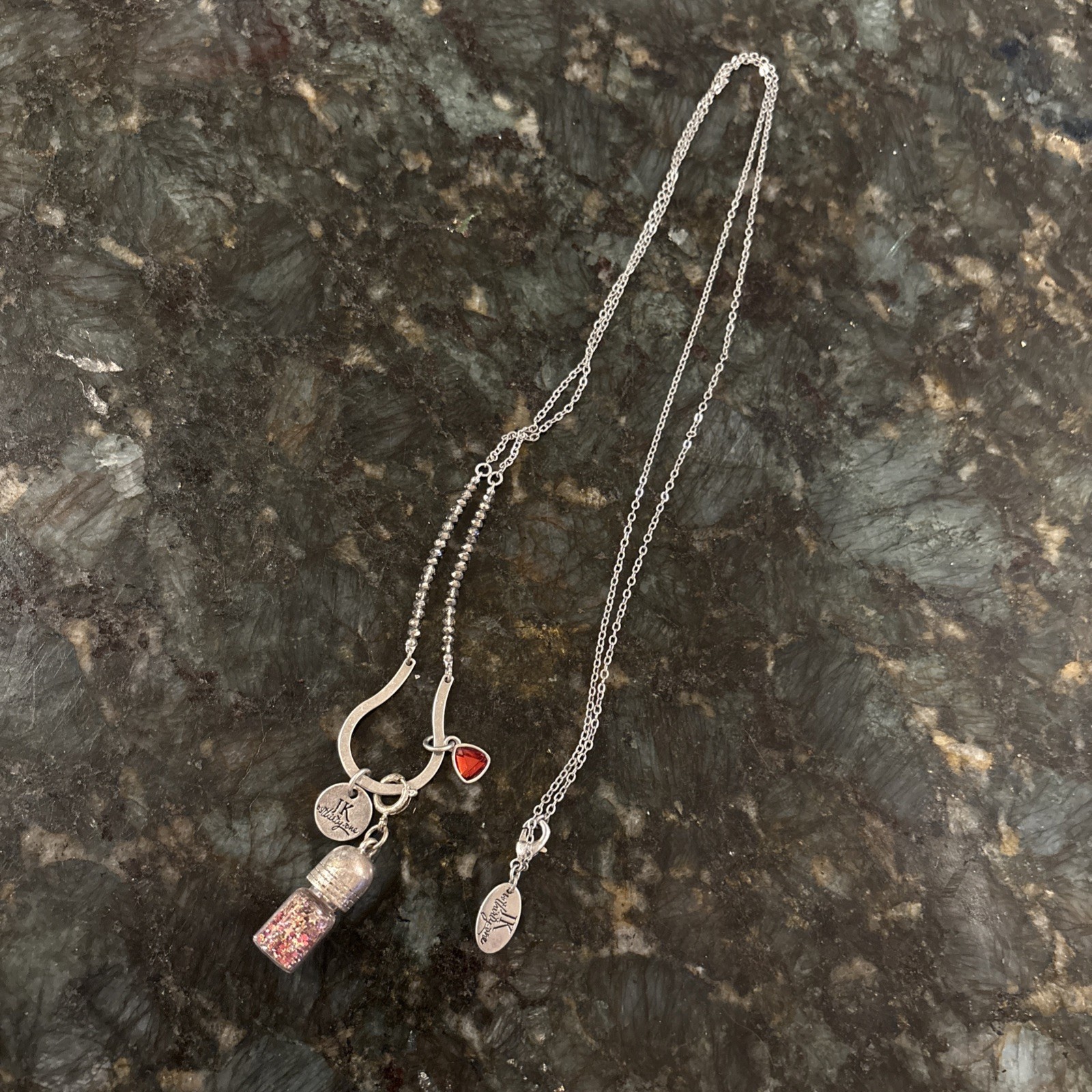 JK by thirty one Charm Necklace 32” With 3 Charms