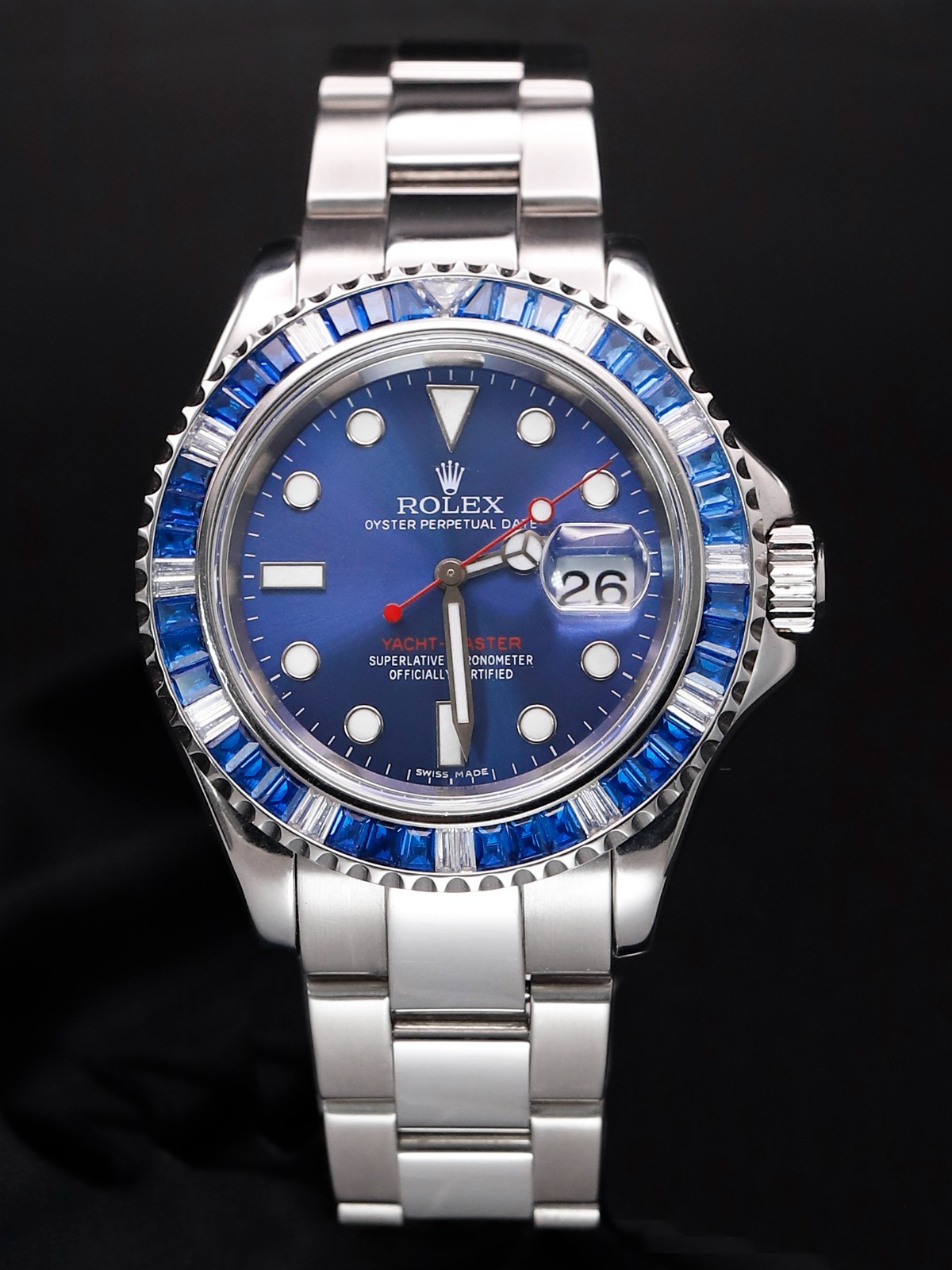 Rolex Yacht-Master 16622 SS Oyster Bracelet After-Market Blue Dial & Bezel-7686