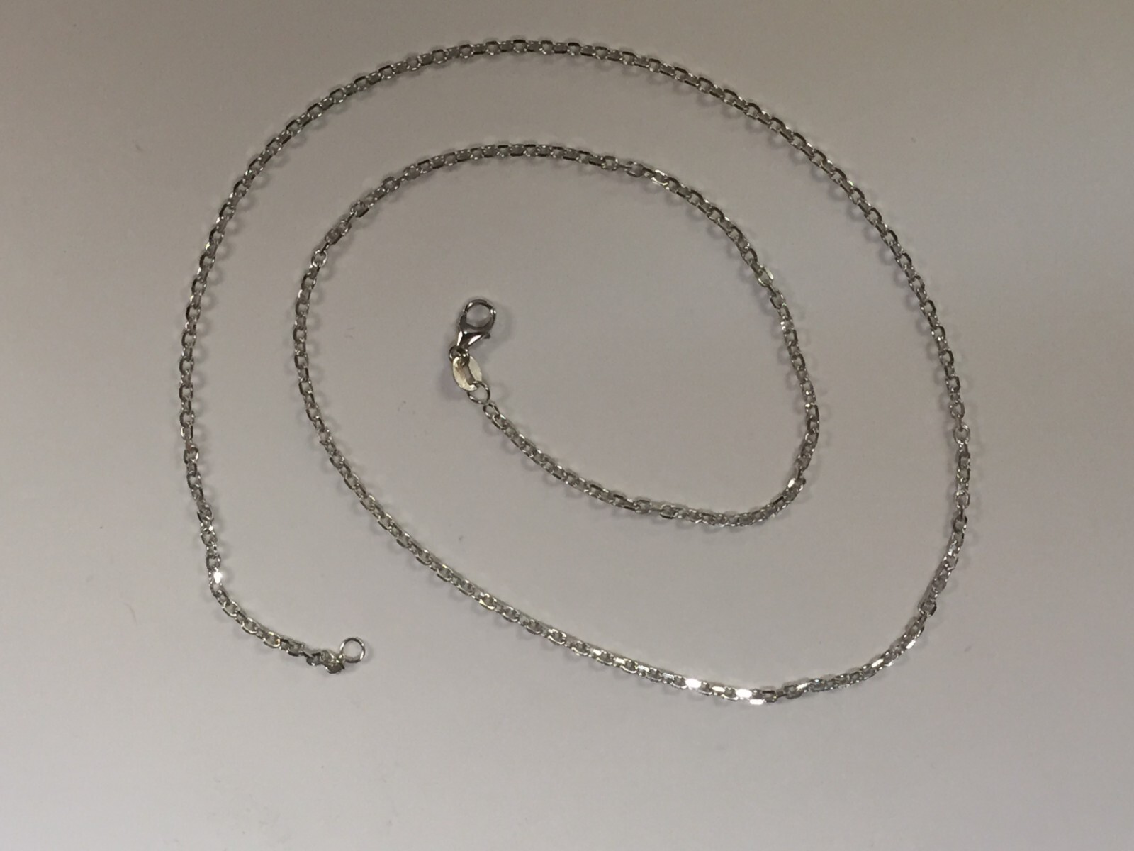 18k White Gold 18″ Solid Cable Link Pendant Chain/Necklace 1.4 mm 3 grams