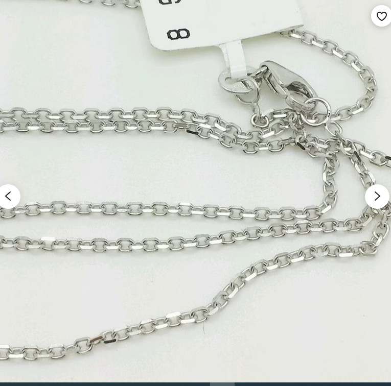 18k White Gold 18″ Solid Cable Link Pendant Chain/Necklace 1.4 mm 3 grams