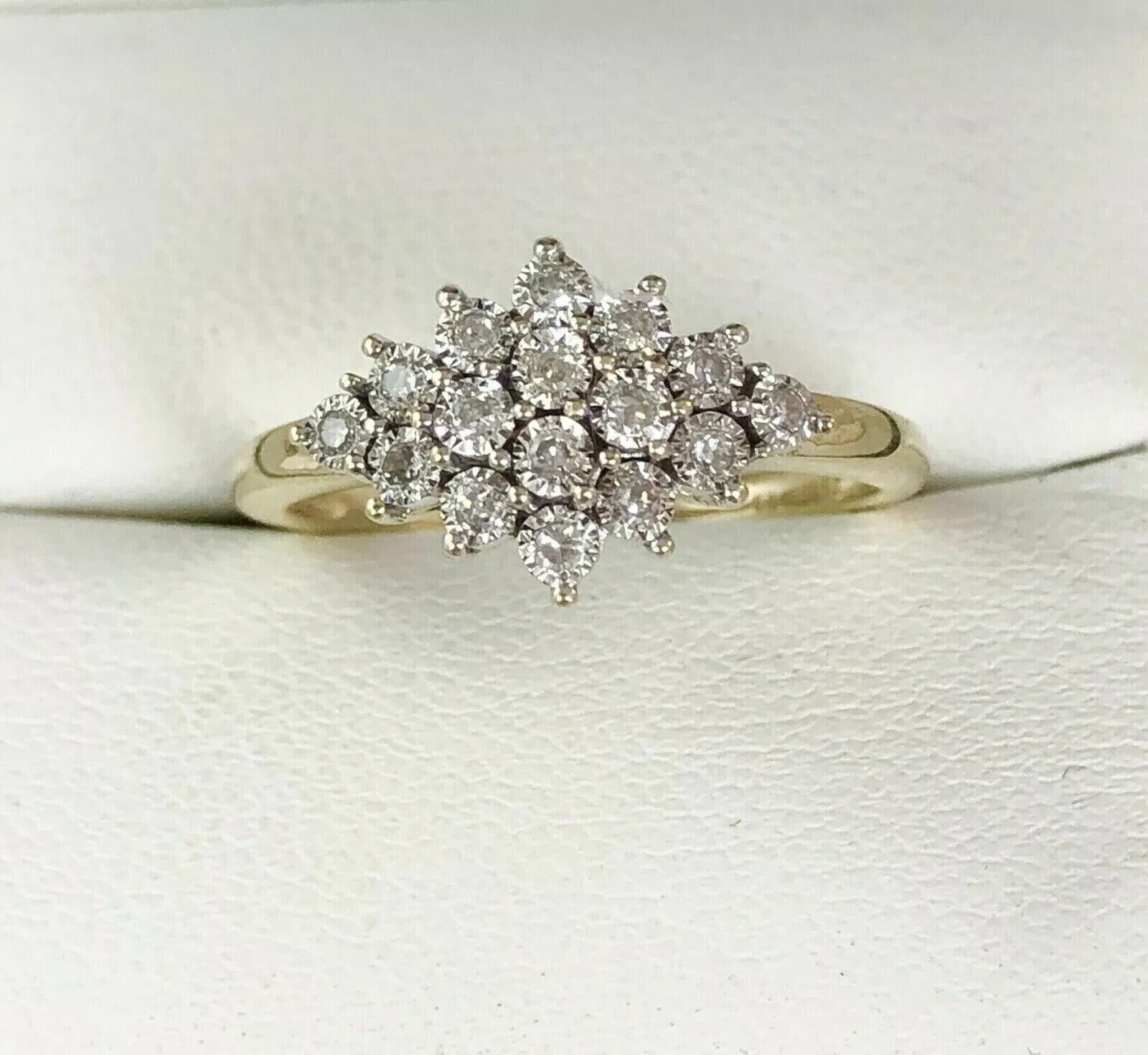 Round Cut 0.24 CT EF VSSI Lab Grown Diamond Women’s Cluster Ring 14K Yellow Gold