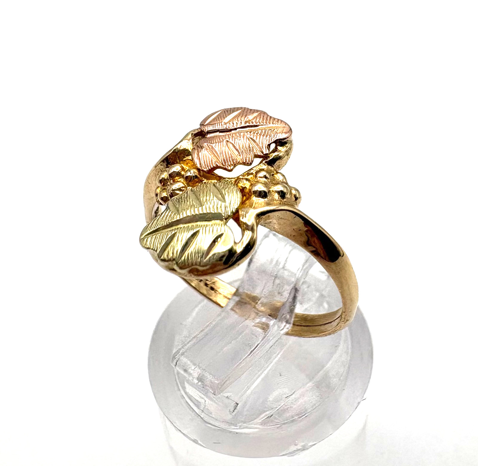 estate 10k yellow gold two tone leaf ring sz 6 – 2.4 grams $299 #901 24 hr. ship