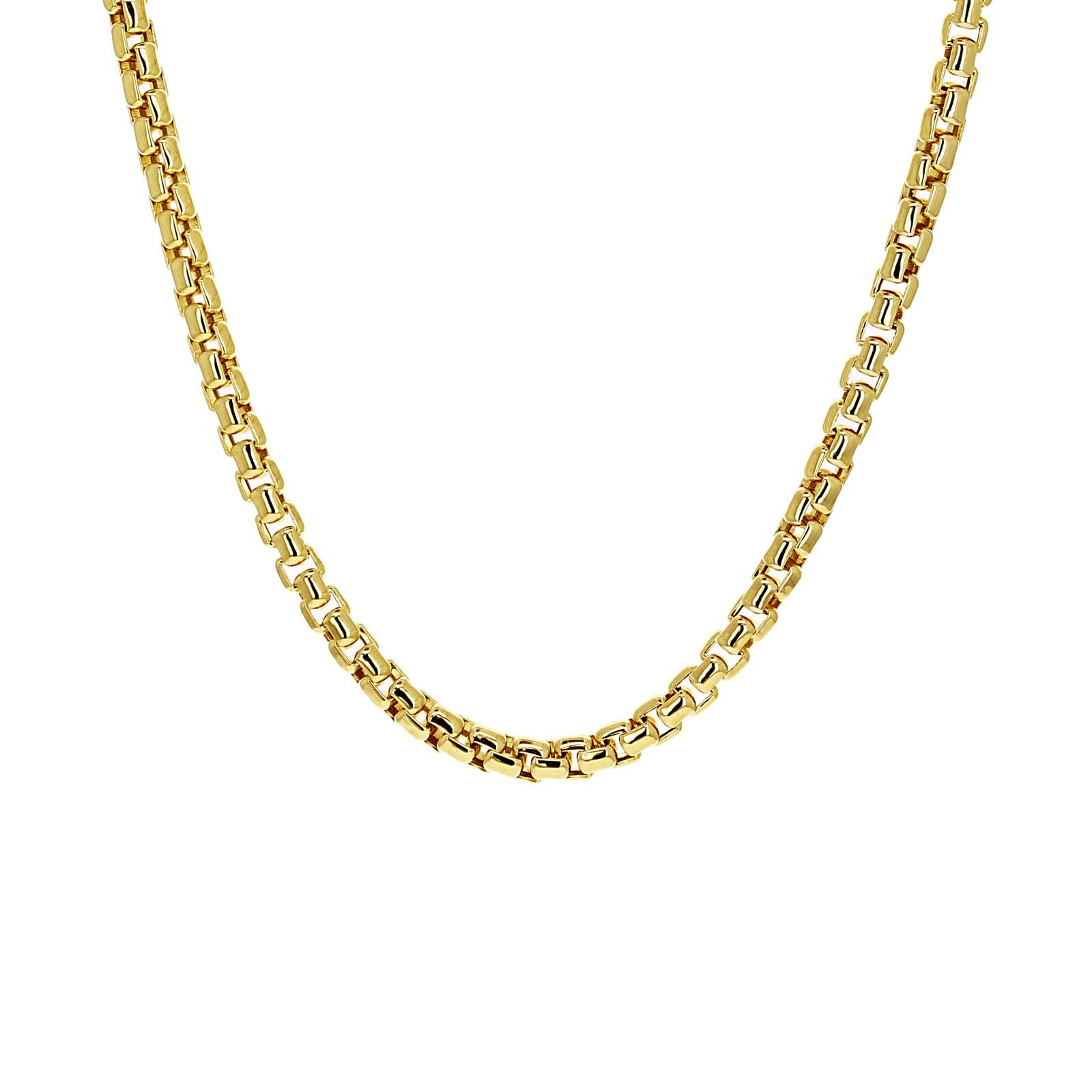 Italian 14k Yellow Gold Venetian Box Link Chain Necklace 18″ 4.3mm 17.2 grams