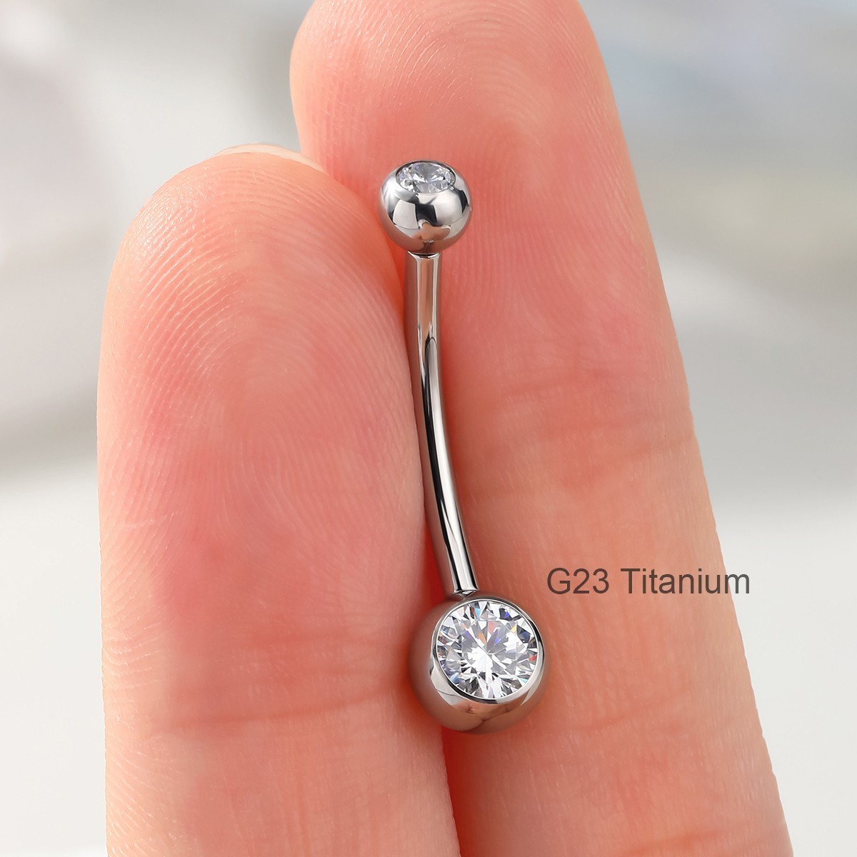 Belly Button Ring G23 Titanium CZ 14G Curved Barbell Navel Body Piercing Jewelry