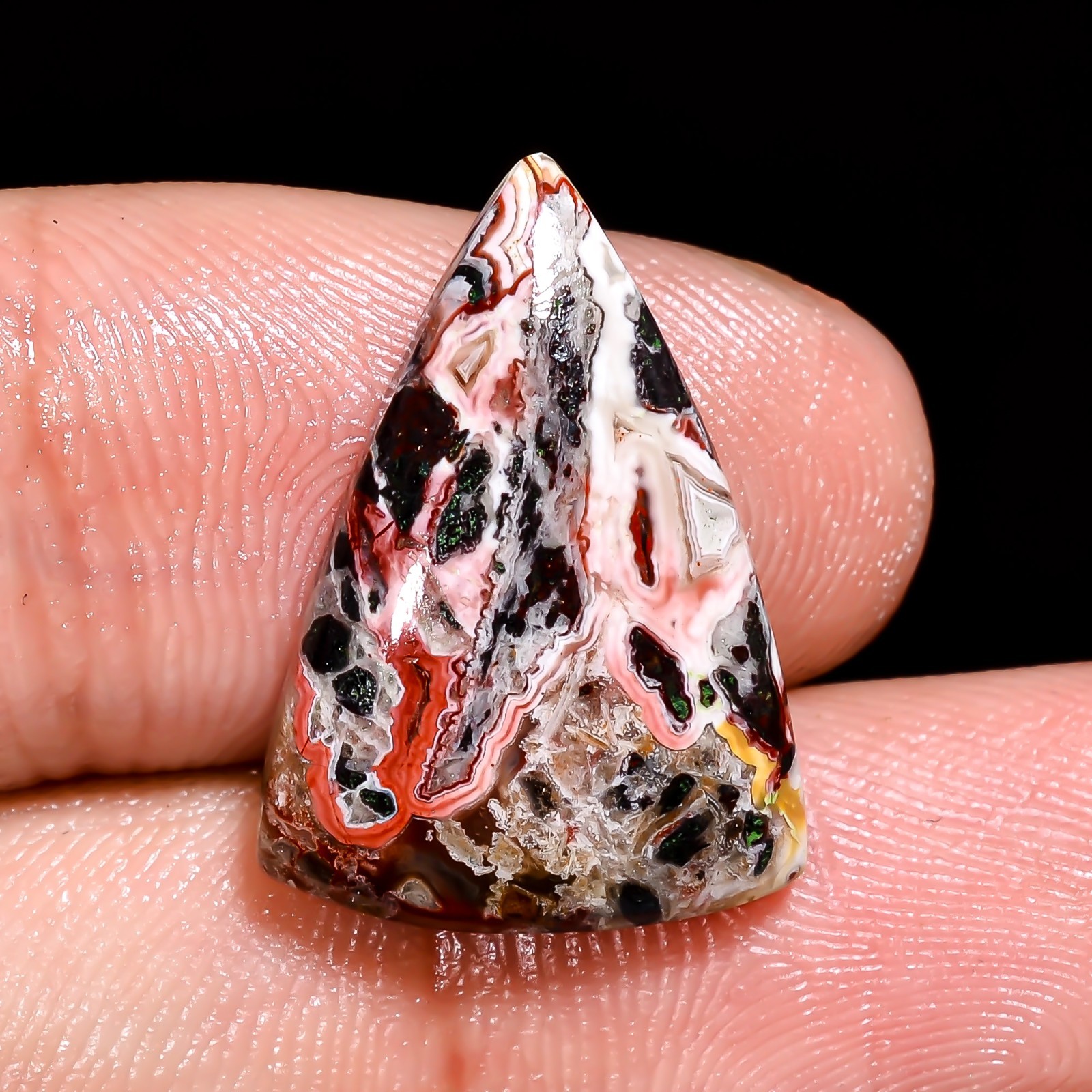 Natural Crazy Lace Agate Triangle Shape Cabochon Loose Gemstone 20X14X5MM 9 Cts.
