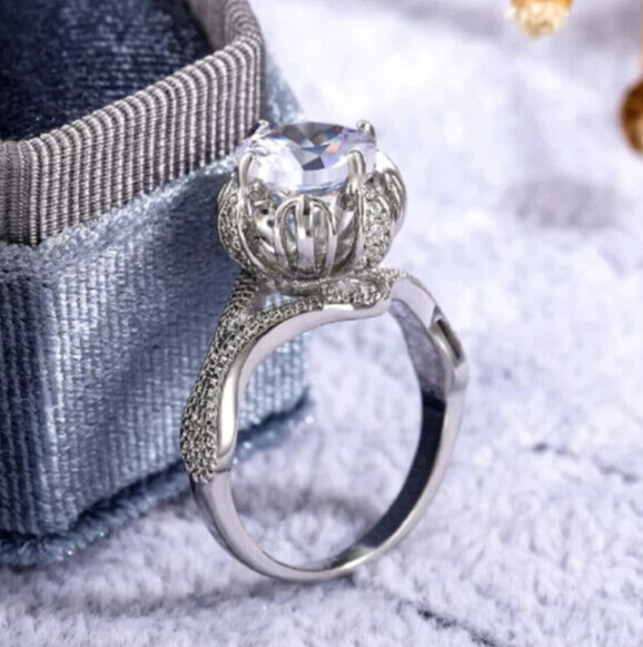 Authentic Vintage Style Engagement Ring 2.11 Ct CZ Beautiful Ring Silver Plated