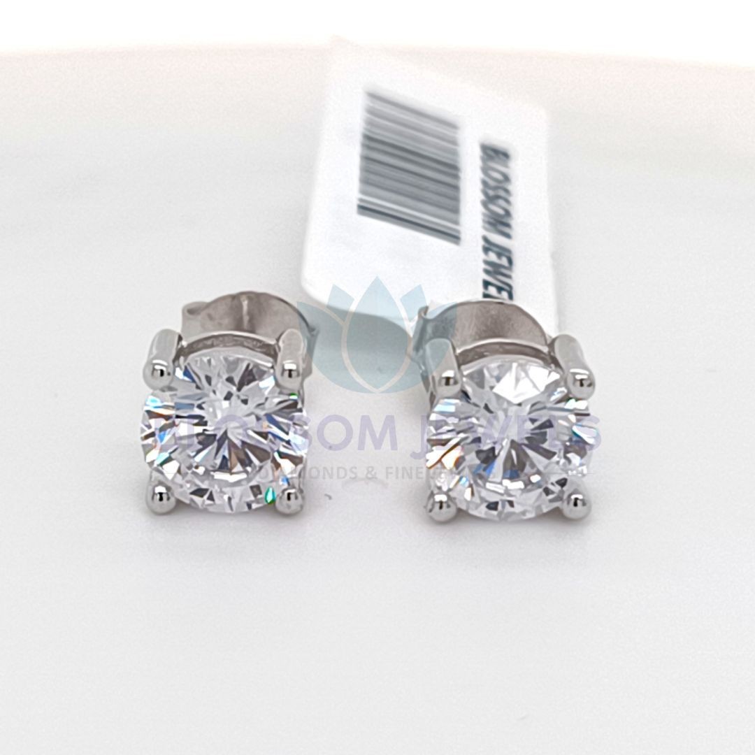 2.00 Ct Round Lab Grown/CVD Diamond Daily Wear Earring 14K White Gold Plated