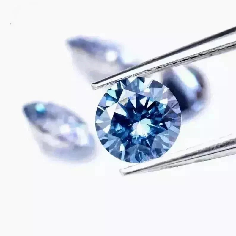 LAB GROWN 3CT BLUE DIAMOND ROUND CUT VVS1 CVD LOOSE CERTIFIED GEM