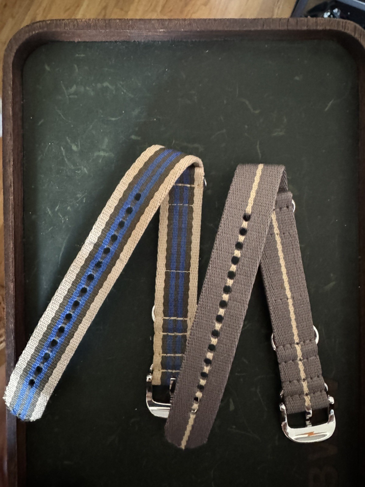 Set of TWO Shinola Nylon NATO Straps 20mm Striped Very Rare