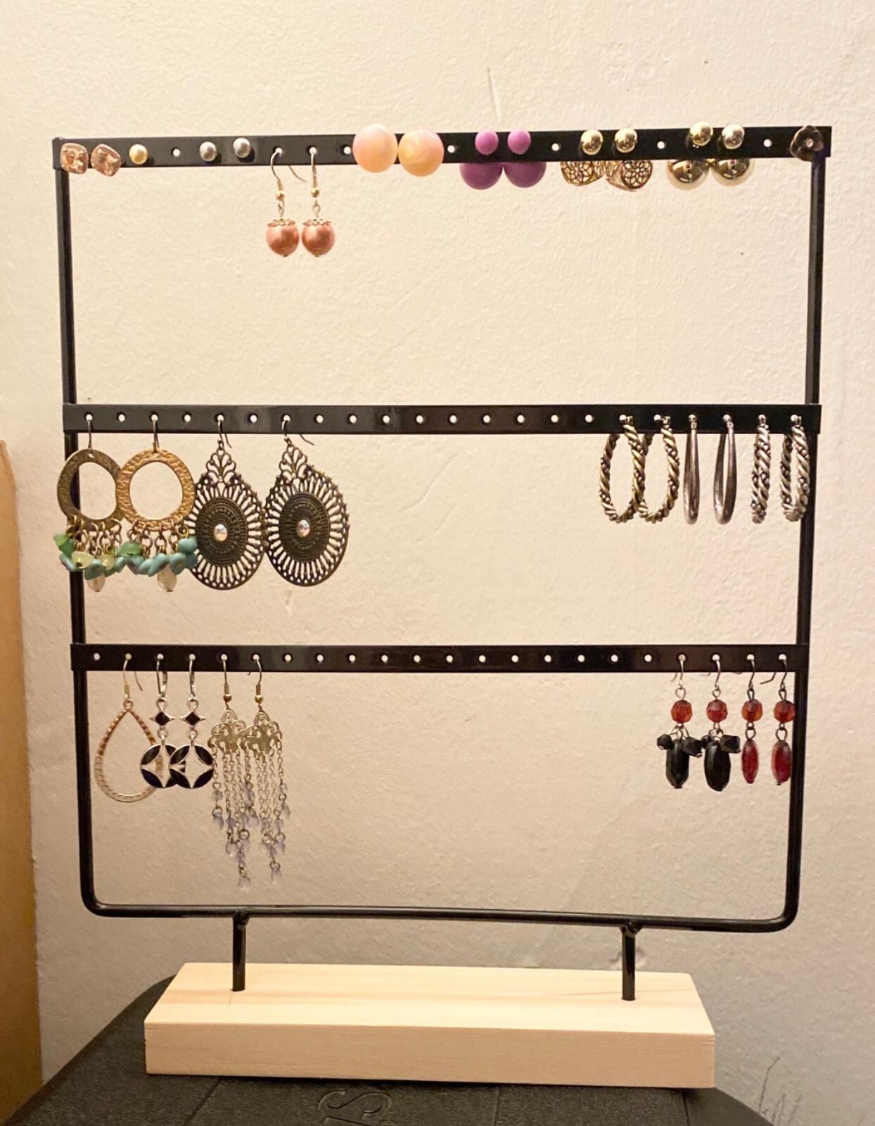 Earrings Organizer Jewelry Display Stand, 3-Tier Metal 2.8″D x 11.6″W x 10.5″H