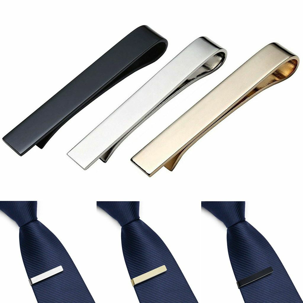 1/3x Mens Stainless Steel Tie Clip Necktie Bar Clasp Clamp Pin Gold Black Silver
