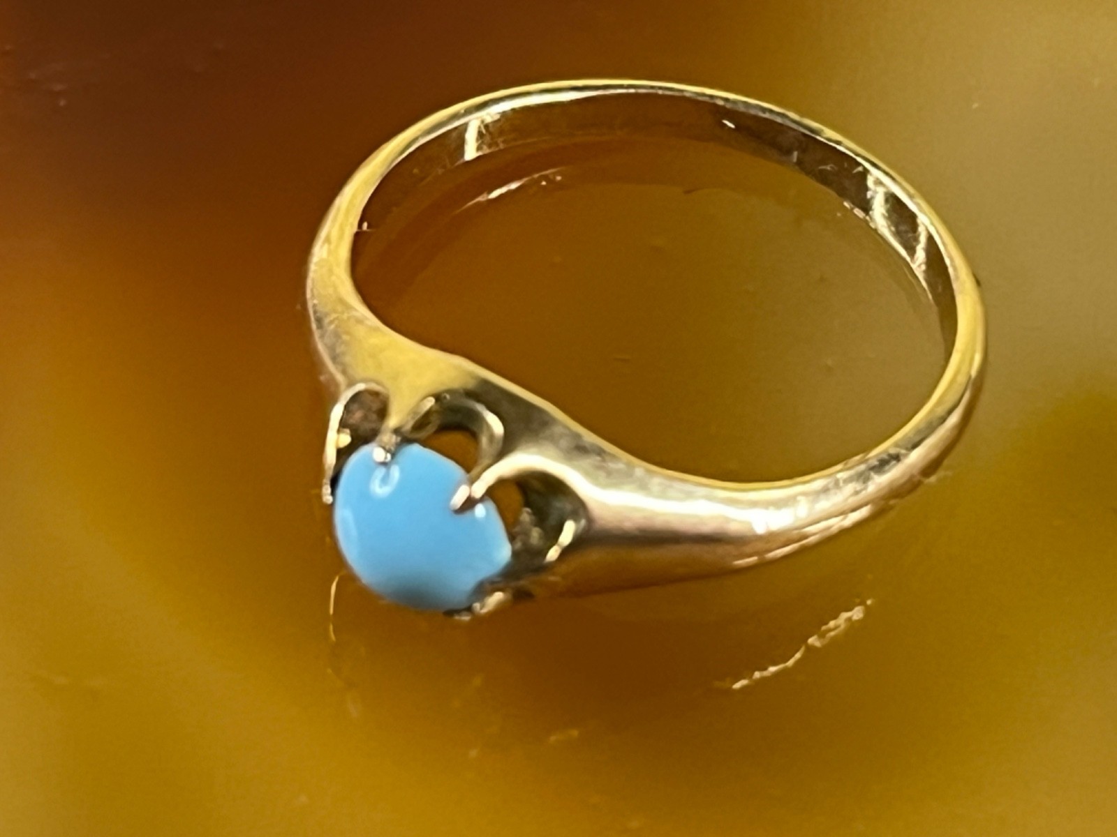 1890’s Victorian 14k Persian Robin’s Egg Turquoise Antique Belcher Ring Sz 5.75