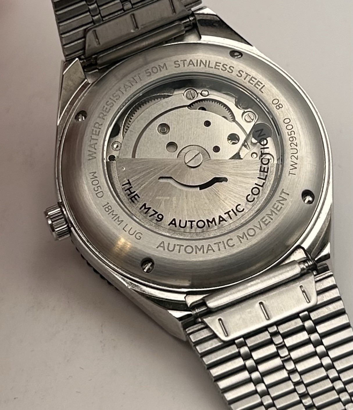 Timex M79 Men’s Batman Bezel Silver Stainless Steel Woven Automatic 40mm Watch