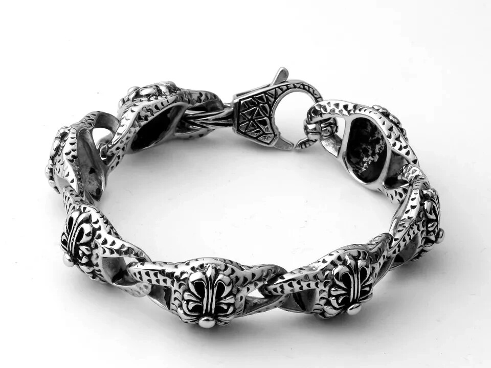 Men’s Heavy Sturdy Chain Bracelet Motorcycle Biker Wristband Stainless Steel USA